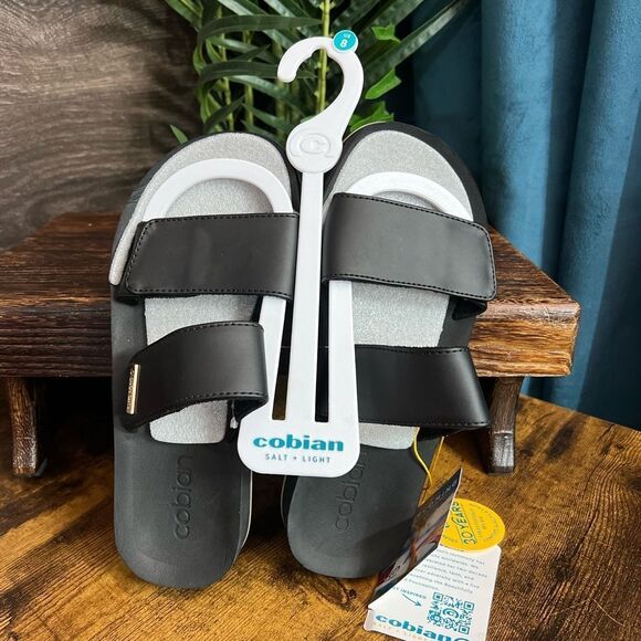 Cobian Women's Dana Rise Synthetic Leather Strap Slides Sandals, Black Sz 8. NWT - Picture 6 of 13